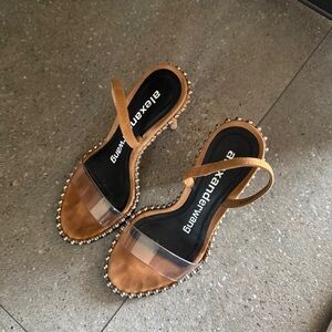 Alexandre Birman Brown and Cream Sandals with Studded Trim